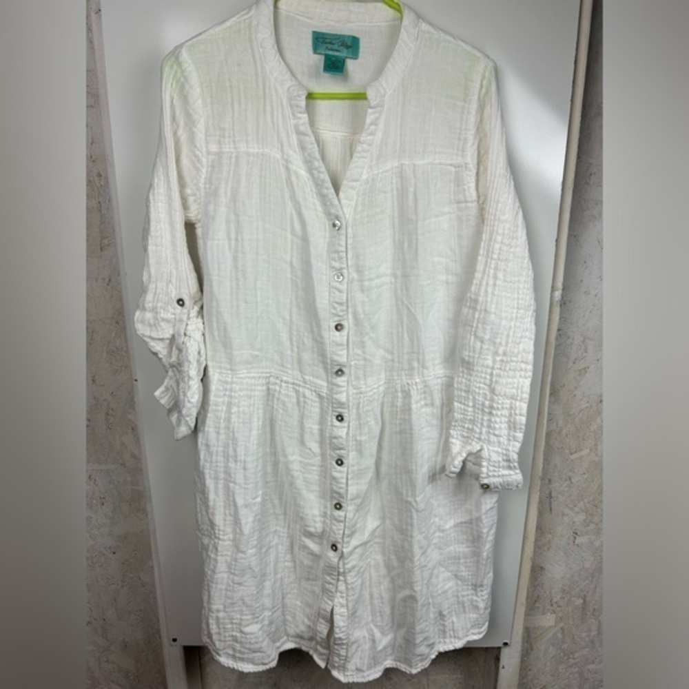 Tasha Polizzi white cotton‎ button front dress
